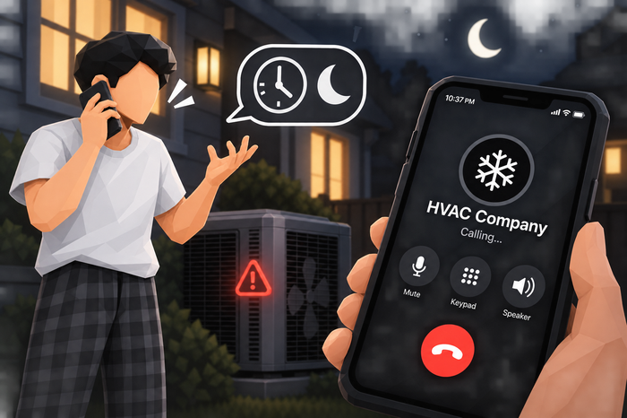 After-hours HVAC emergency call at night