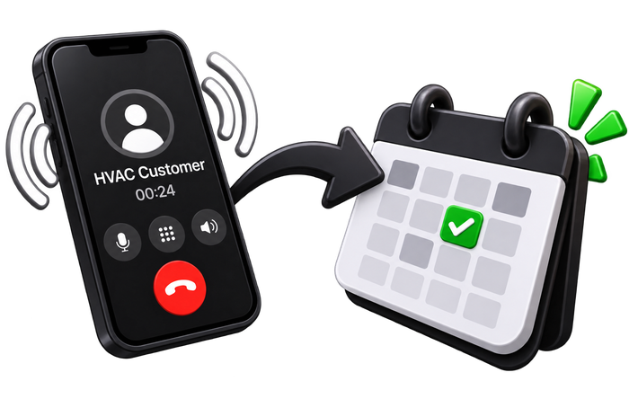 Voicemail vs HVACWard: from missed call directly to booked appointment