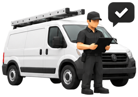 Competitor HVAC van and technician ready with confirmed booked job