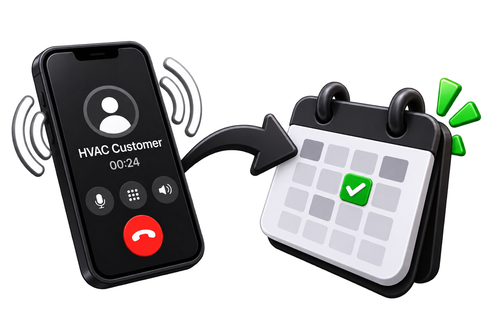 Customer call converting directly into booked calendar appointment