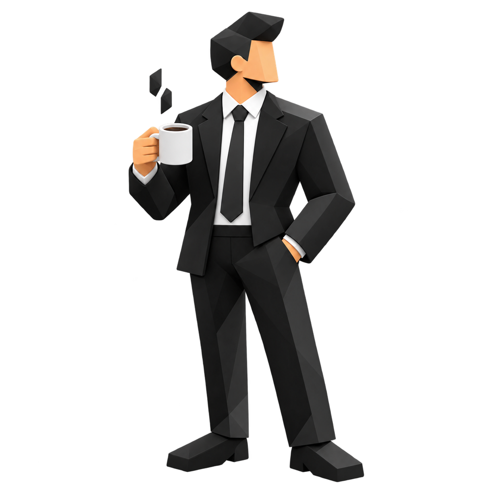 Low-poly 3D illustration of an HVAC business owner reviewing schedule