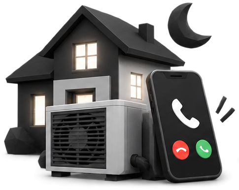 After hours furnace emergency in dark living room